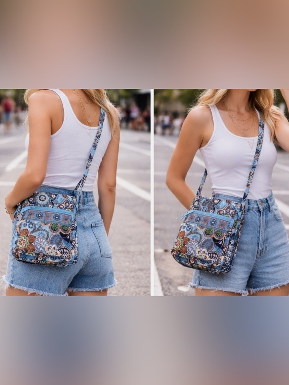 Vera Bradley Bali Blue Crossbody Purse Bag